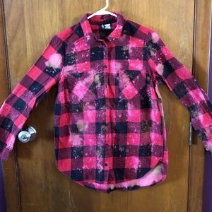 Red and black bleached flannel